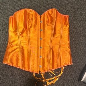 Amazon Orange Satin Corset